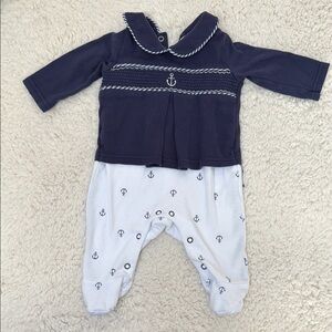 Nautical Navy and White Kids One Piece